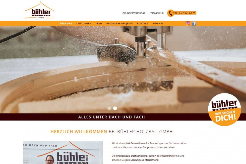 Holzbau Bühler GmbH | Referenzen | ISS Internet Services